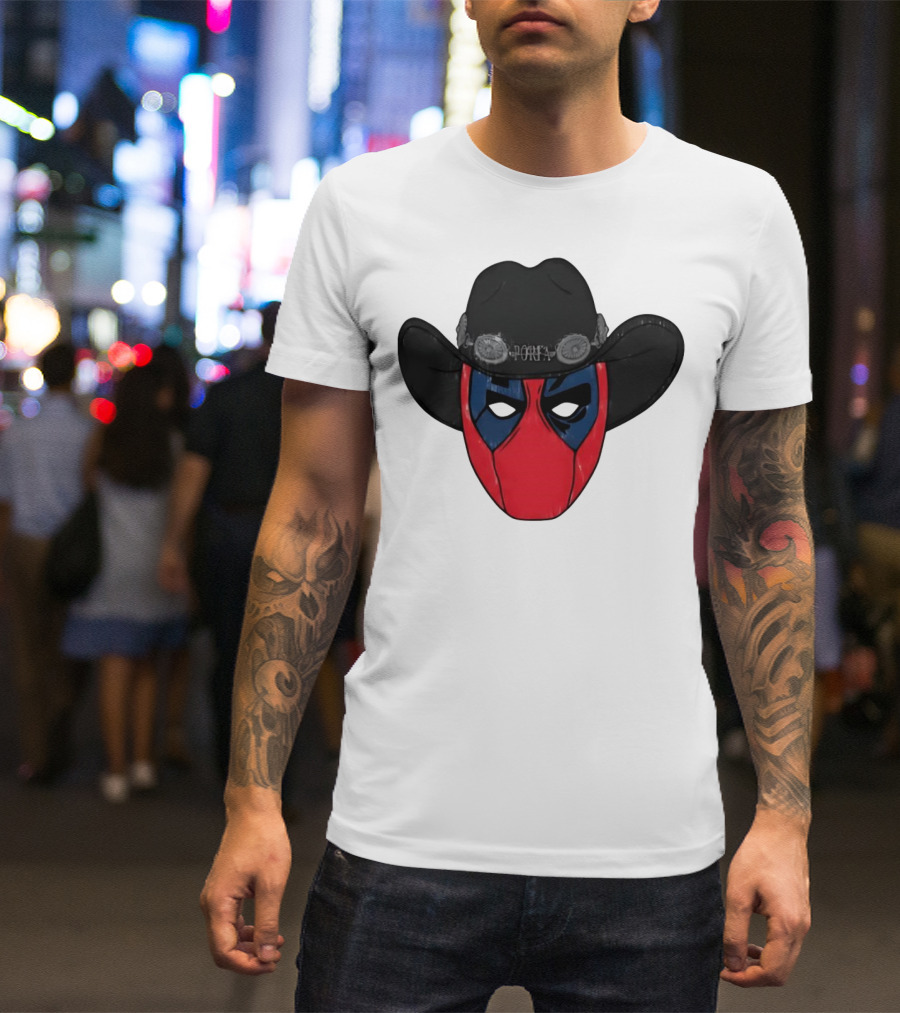 Por Favor Porfapool Deadpool Cowboy Hat Mask T-Shirt