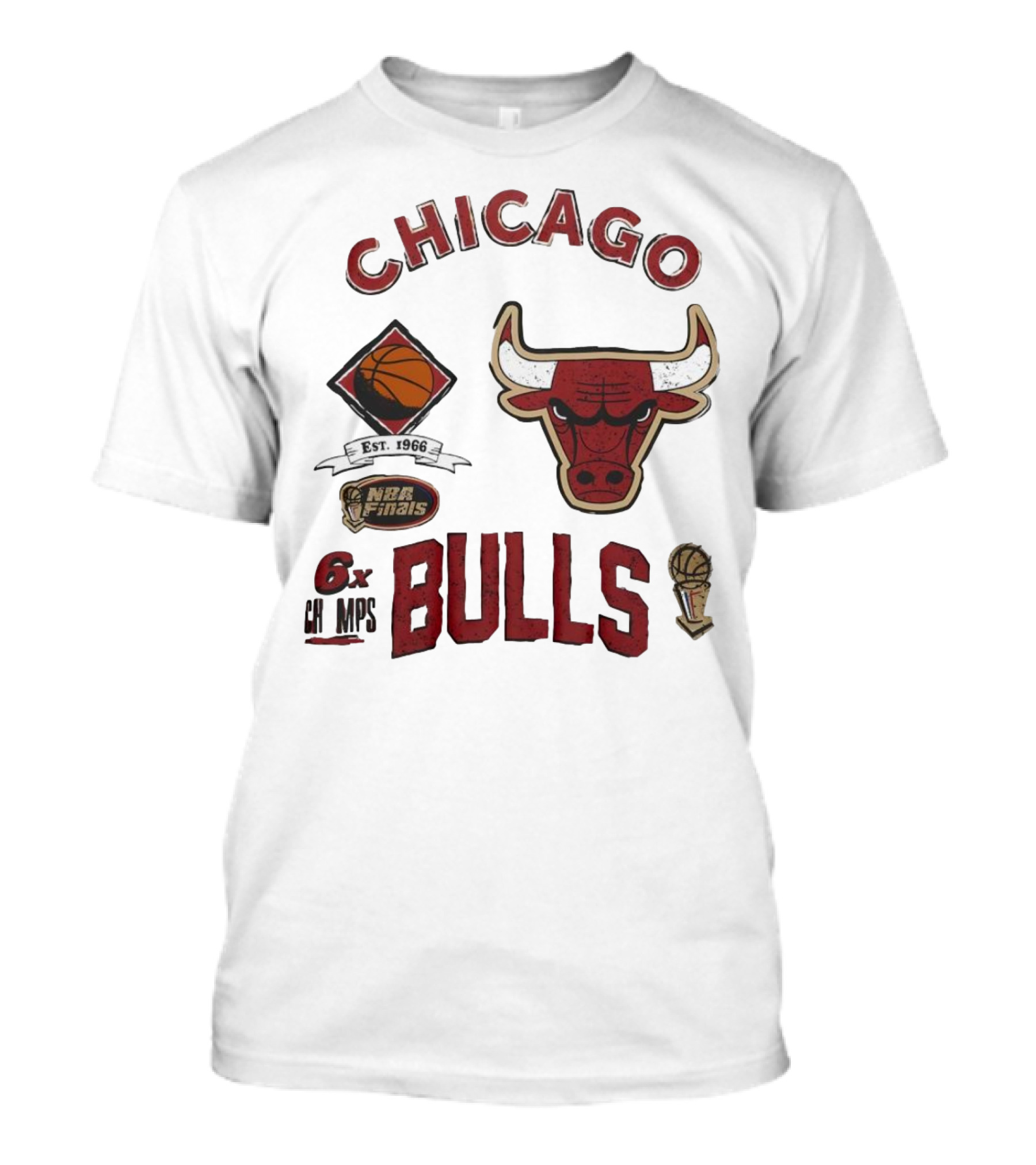 Chicago Bulls Est. 1966 NBA Finals 6X Champs Hardwood Classics Legacy Retro T-Shirt