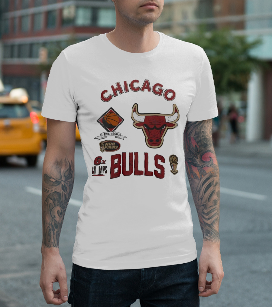 Chicago Bulls Est. 1966 NBA Finals 6X Champs Hardwood Classics Legacy Retro T-Shirt