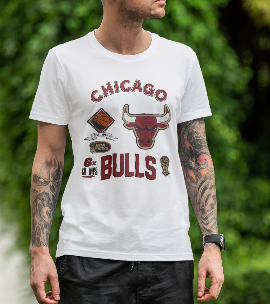 Chicago Bulls Est. 1966 NBA Finals 6X Champs Hardwood Classics Legacy Retro T-Shirt