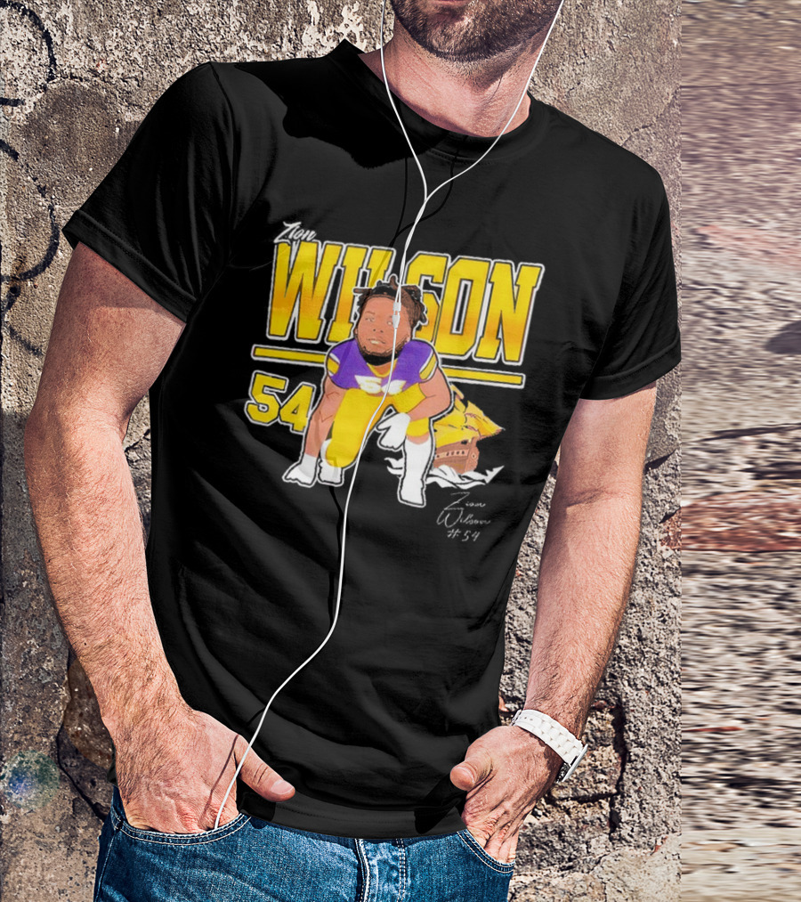 Zion Wilson 54 East Carolina Pirates Cartoon Football Player T-Shirt