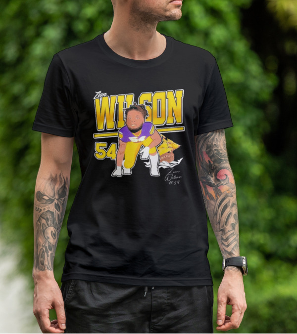 Zion Wilson 54 East Carolina Pirates Cartoon Football Player T-Shirt