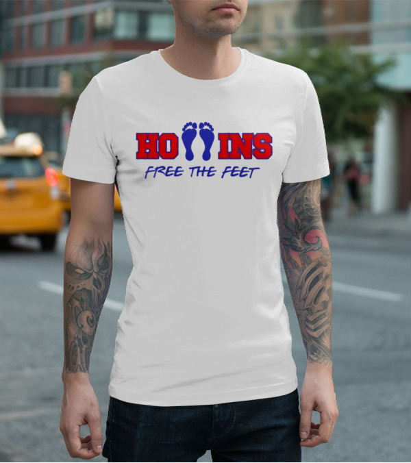 Hollins Free The Feet With Red And Blue Footprints T-Shirt