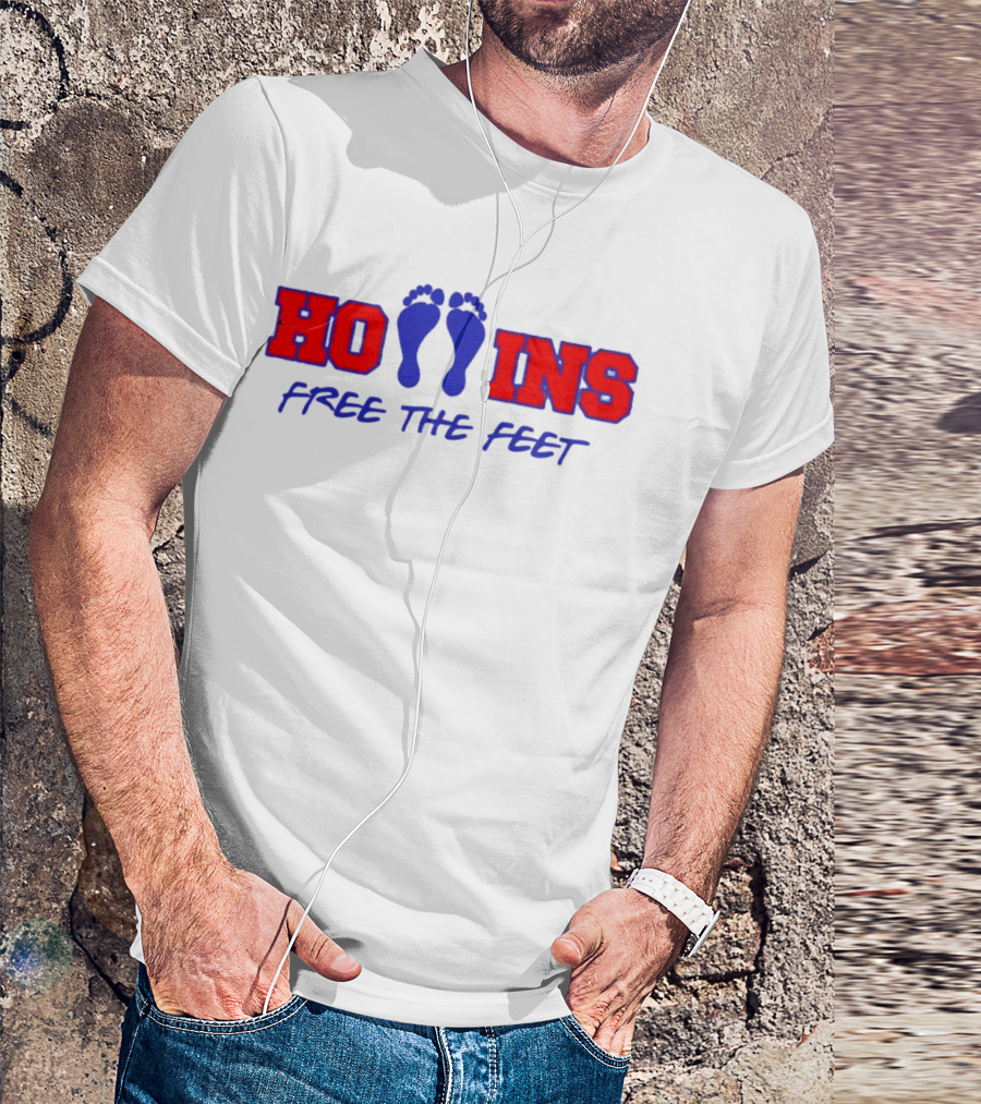 Hollins Free The Feet With Red And Blue Footprints T-Shirt