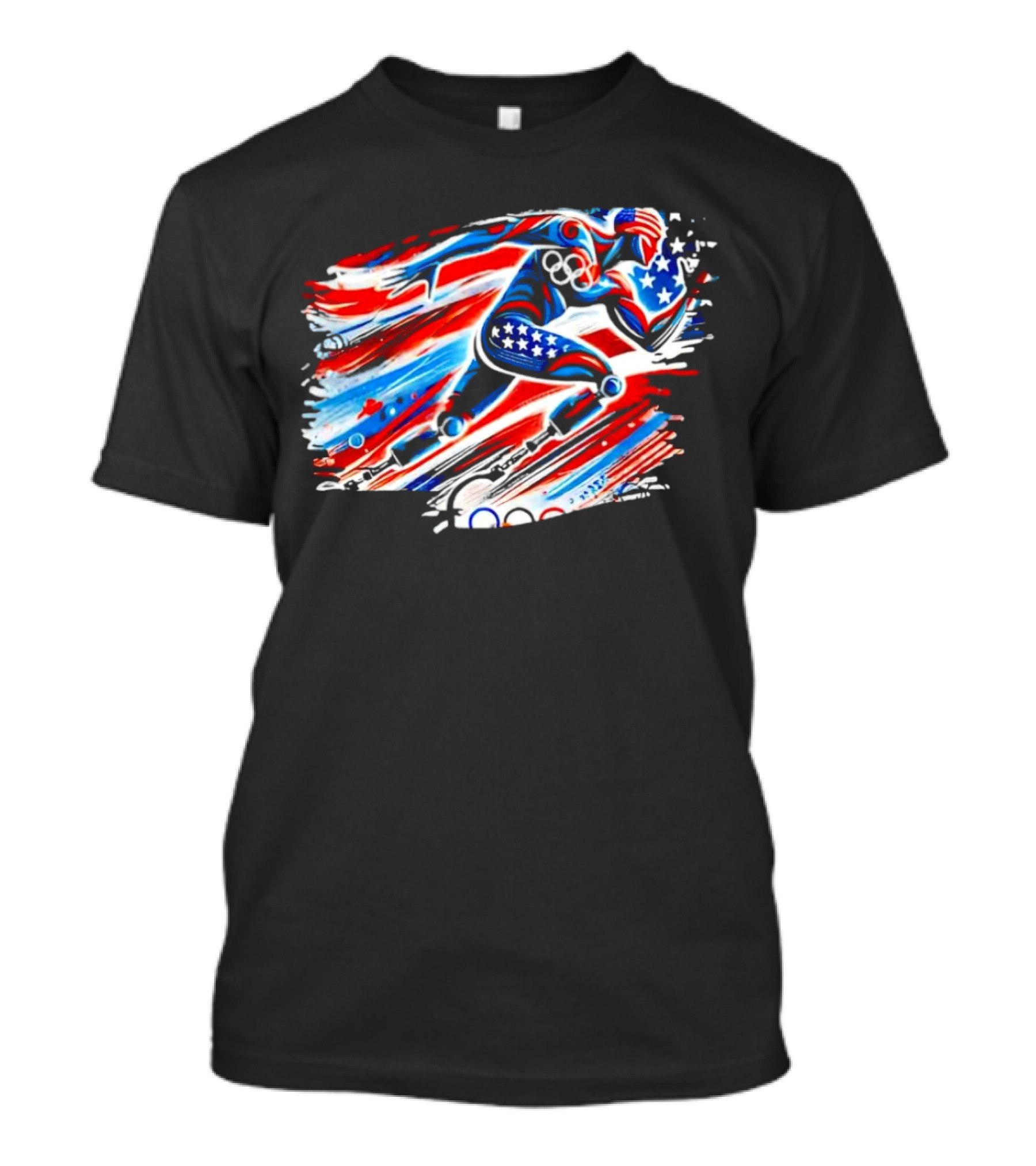 Team USA Paralympics Paris 2024 American Flag Runner With Olympic Rings T-Shirt
