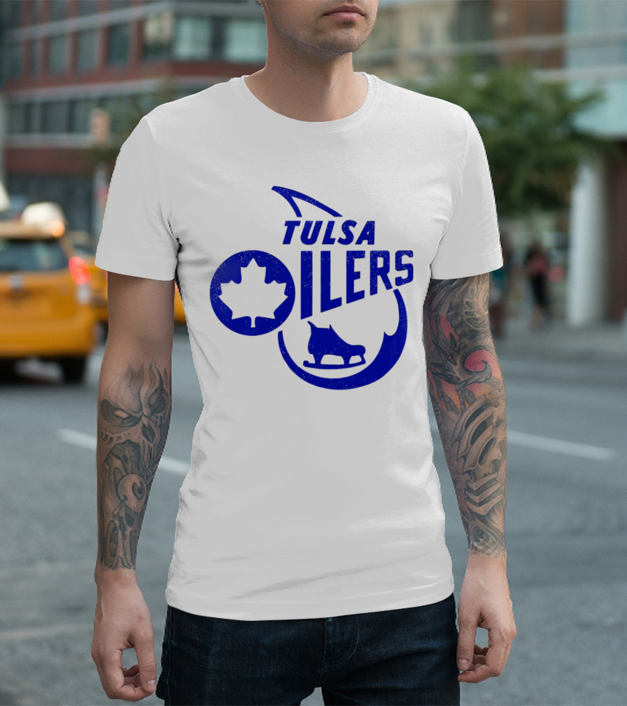 Tulsa Oilers 1982 Maple Leaf Ice Skate T-Shirt