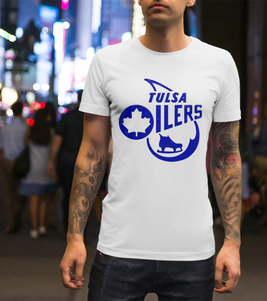 Tulsa Oilers 1982 Maple Leaf Ice Skate T-Shirt