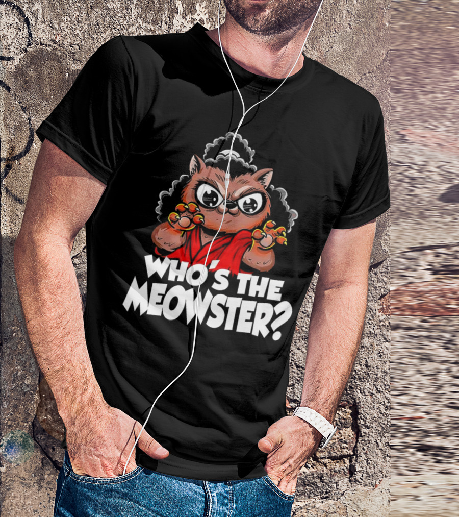 Who's The Meowster X Sho Nuff The Last Dragon Inspired Cat Character T-Shirt