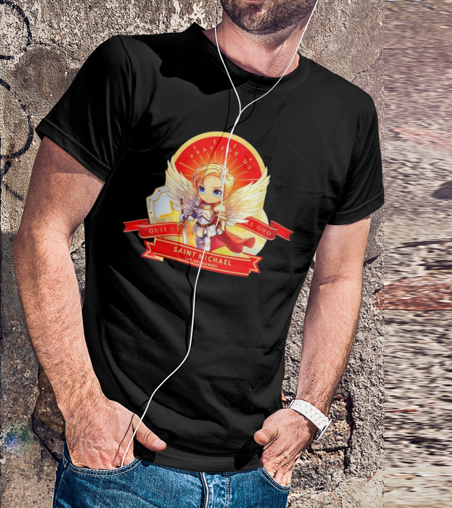 Saint Michael The Archangel Pray For Us Quis Ut Deus Cartoon T-Shirt
