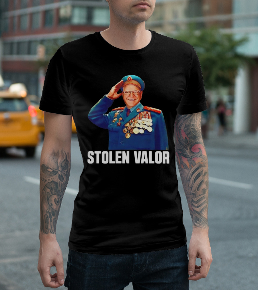 Tim Walz Stolen Valor Soviet Military Outfit Political Conservative T-Shirt
