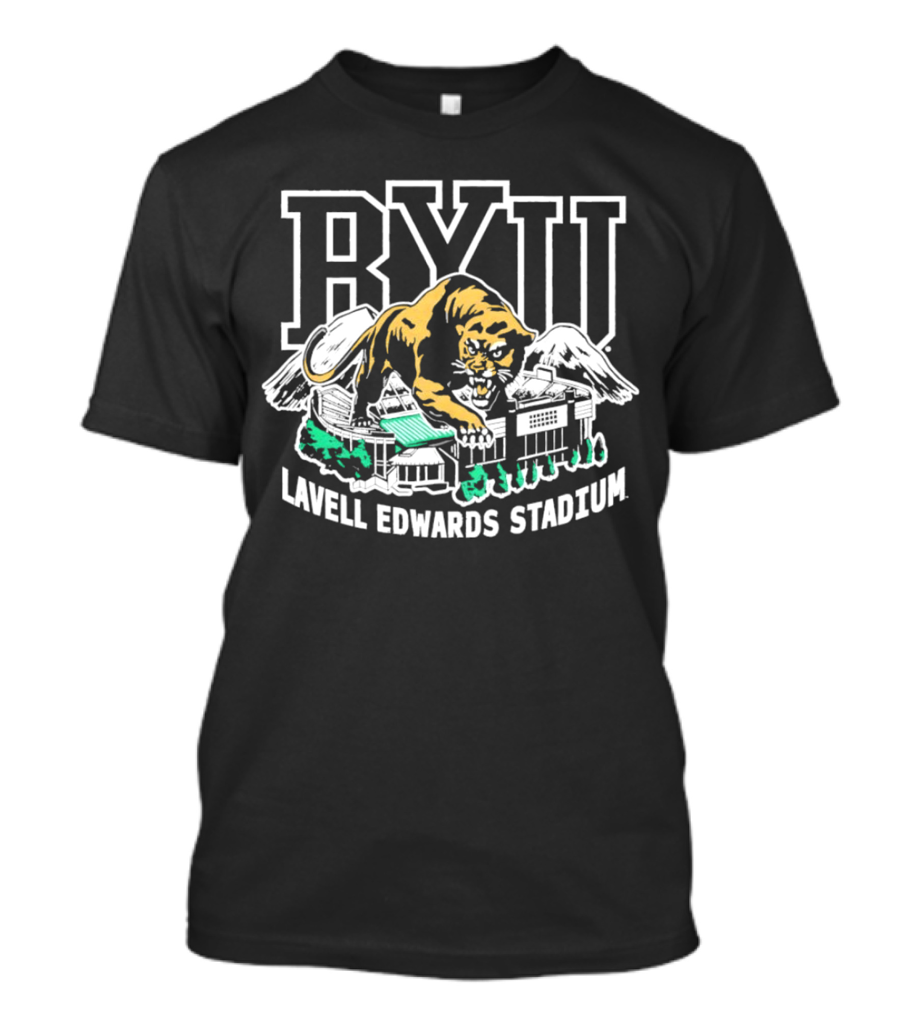 BYU Cougars Lavell Edwards Stadium Cougar Mascot T-Shirt