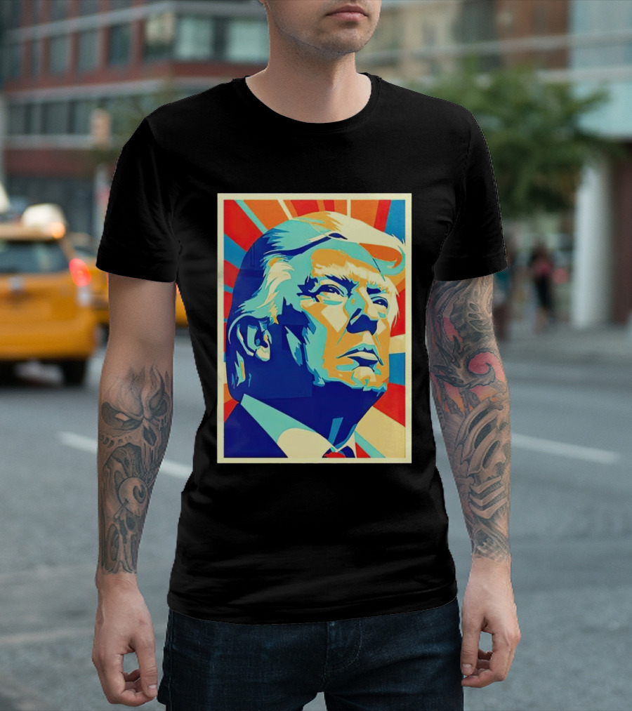 Donald Trump Poster Style Pop Art Red Blue Orange T-Shirt