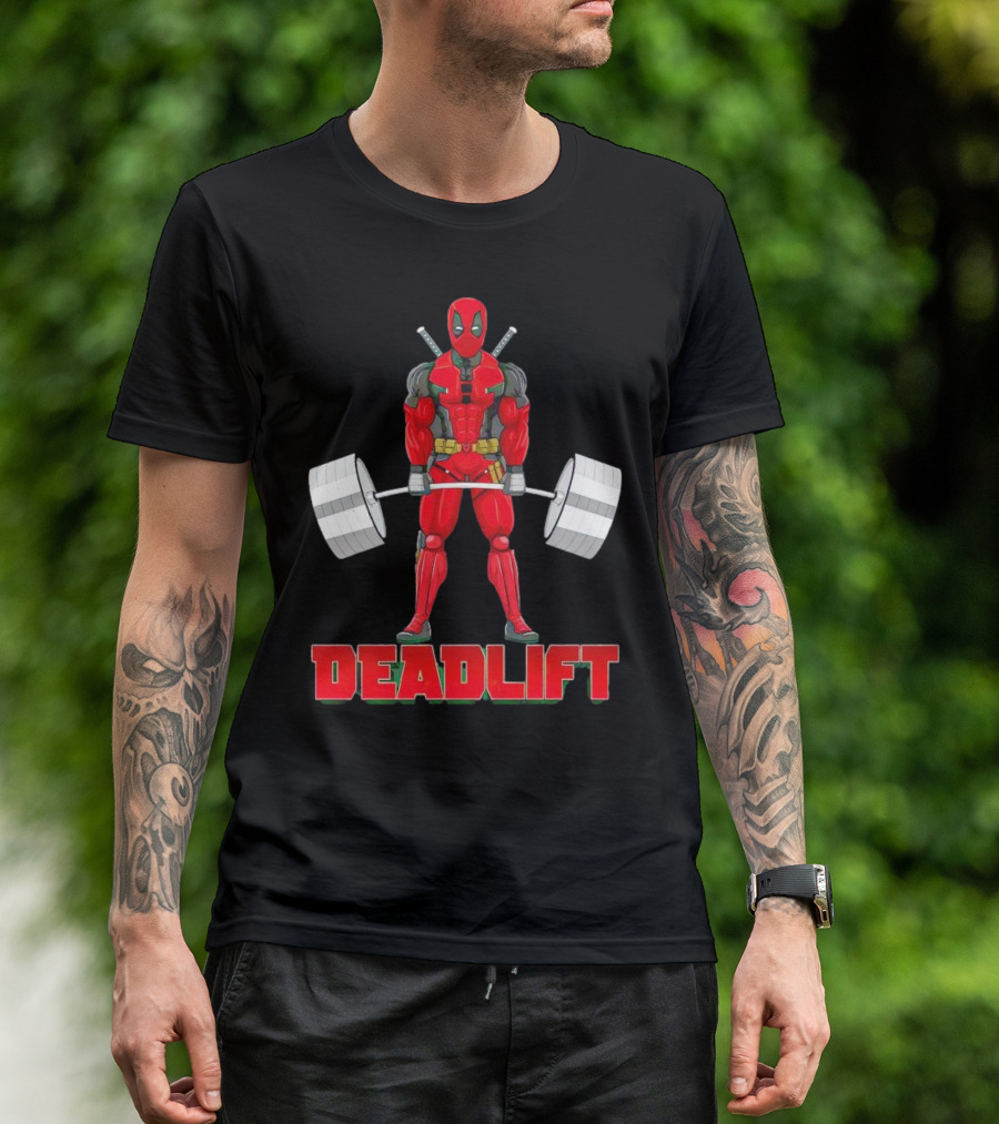 Deadpool Deadlift Gym Fitness Comic Character Strength Training T-Shirt