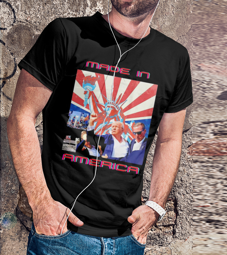 Made In America Donald Trump Election 2024 Statue Of Liberty Background T-Shirt