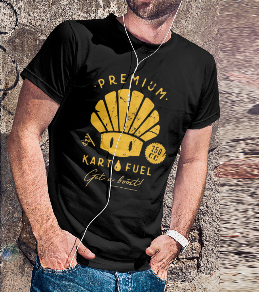 Mario Kart Premium Yellow Shell Kart Fuel 150cc Get A Boost T-Shirt
