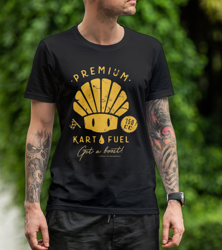 Mario Kart Premium Yellow Shell Kart Fuel 150cc Get A Boost T-Shirt