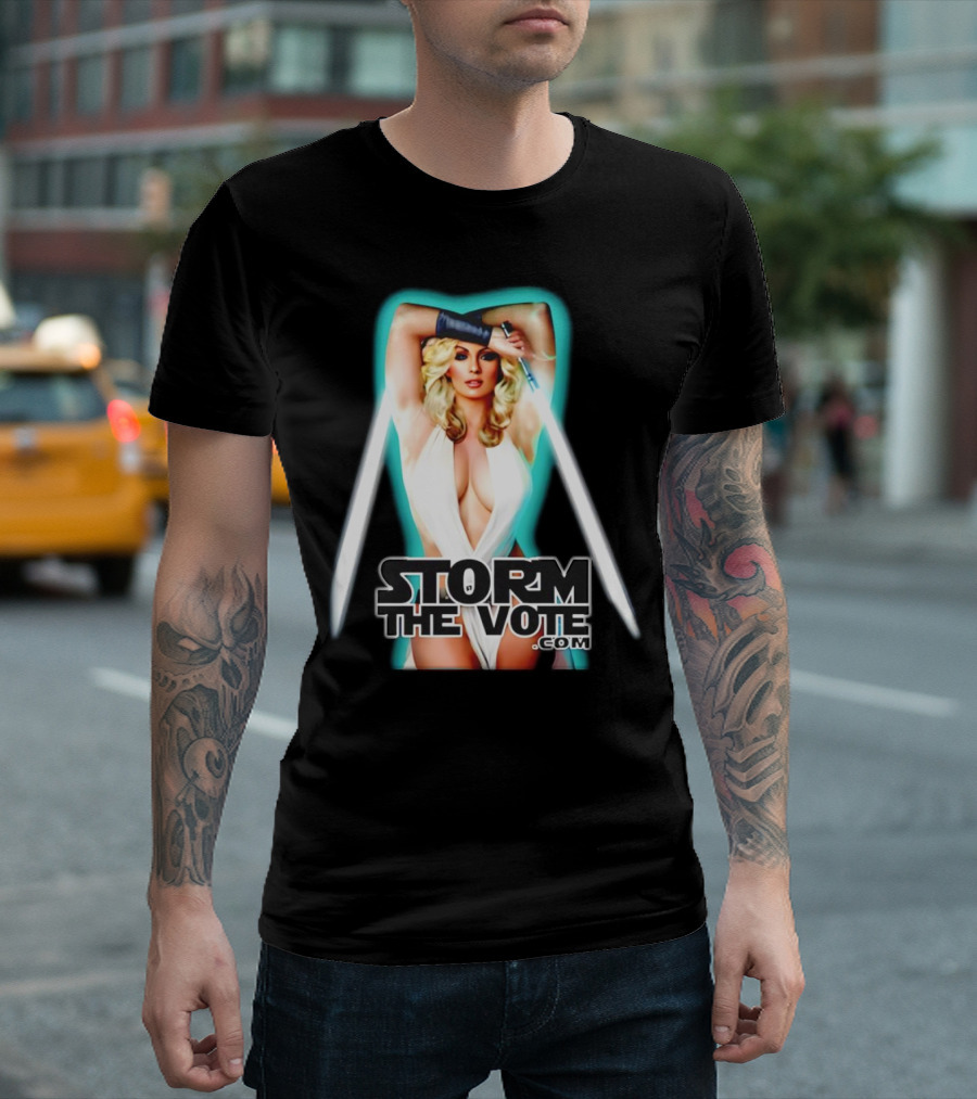 Stormy Daniels Storm The Vote Com Lightsaber Iconic T-Shirt
