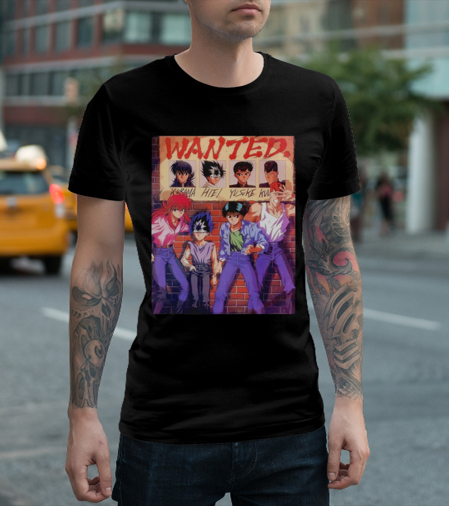 Yu Yu Hakusho 1992 Wanted Kurama Hiei Yusuke Kuwabara T-Shirt