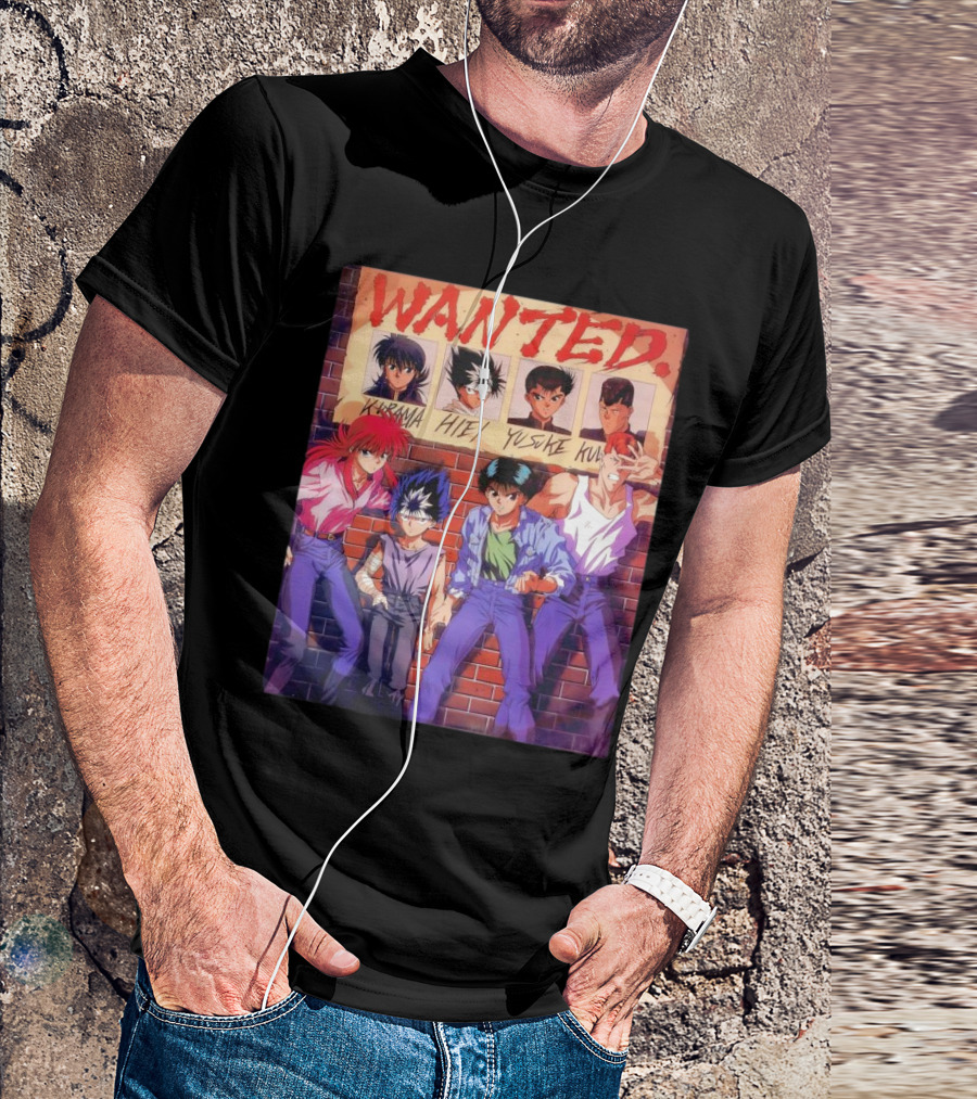 Yu Yu Hakusho 1992 Wanted Kurama Hiei Yusuke Kuwabara T-Shirt