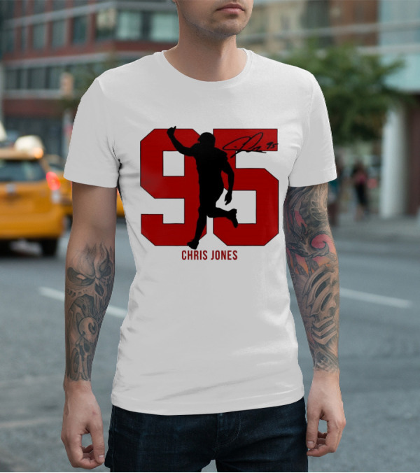 Chris Jones 95 Kansas City Chiefs Silo Signature Action Number T-Shirt