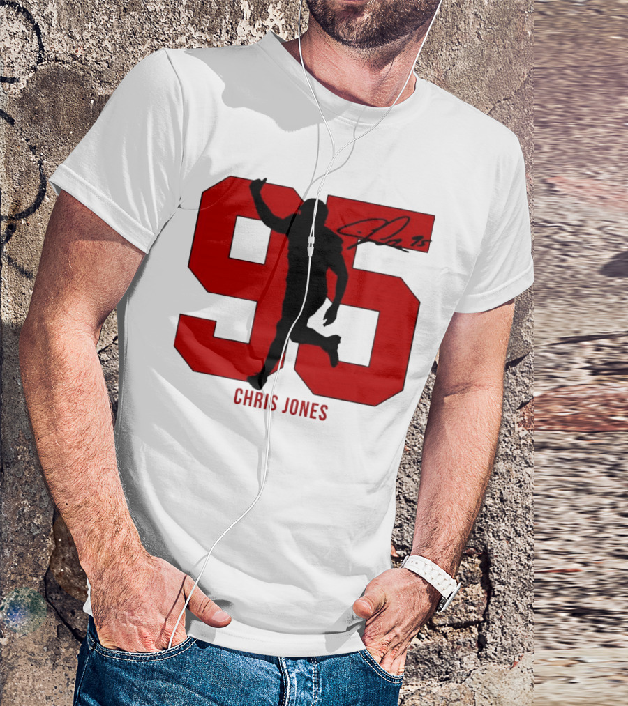 Chris Jones 95 Kansas City Chiefs Silo Signature Action Number T-Shirt