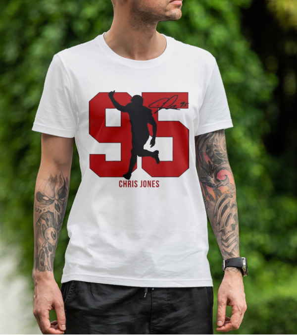 Chris Jones 95 Kansas City Chiefs Silo Signature Action Number T-Shirt