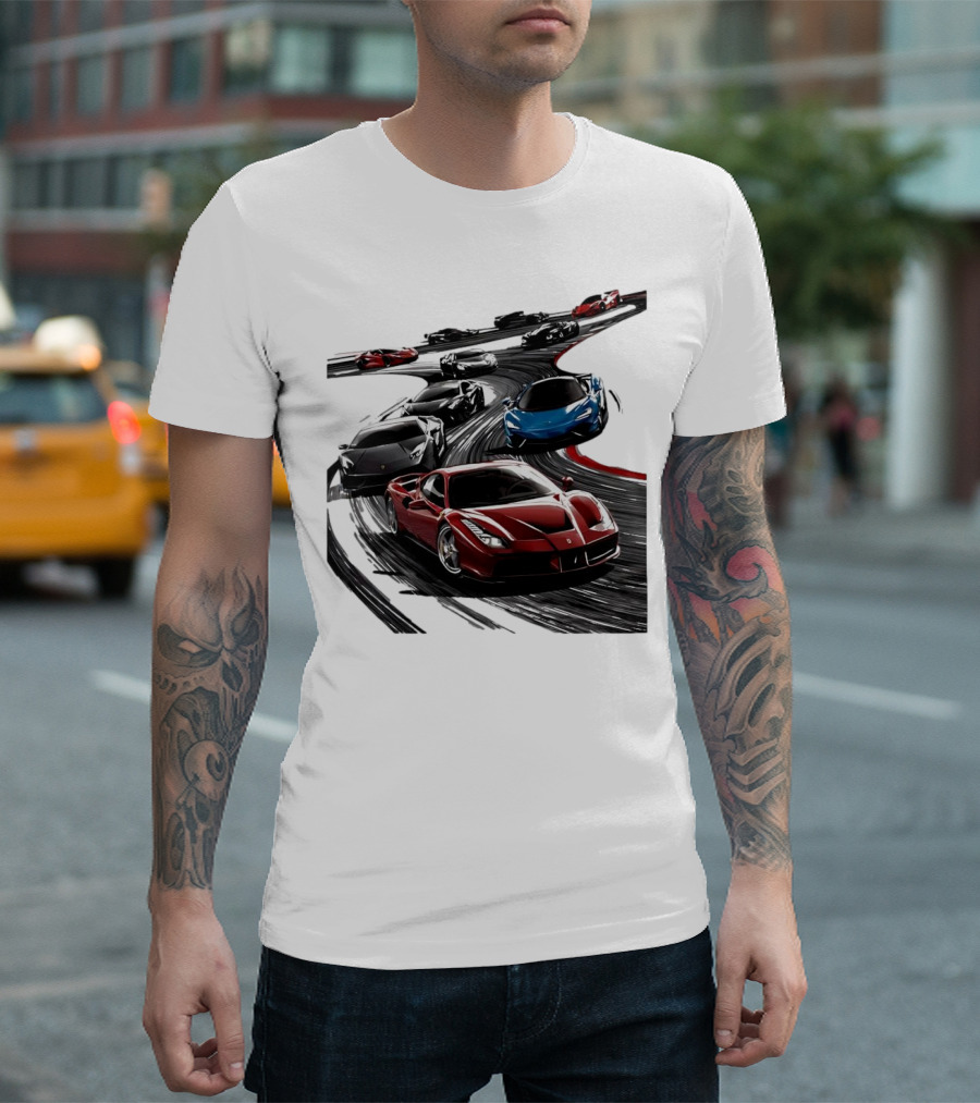 Furious Speed Race Cars Ferrari Lamborghini McLaren Track Racing T-Shirt