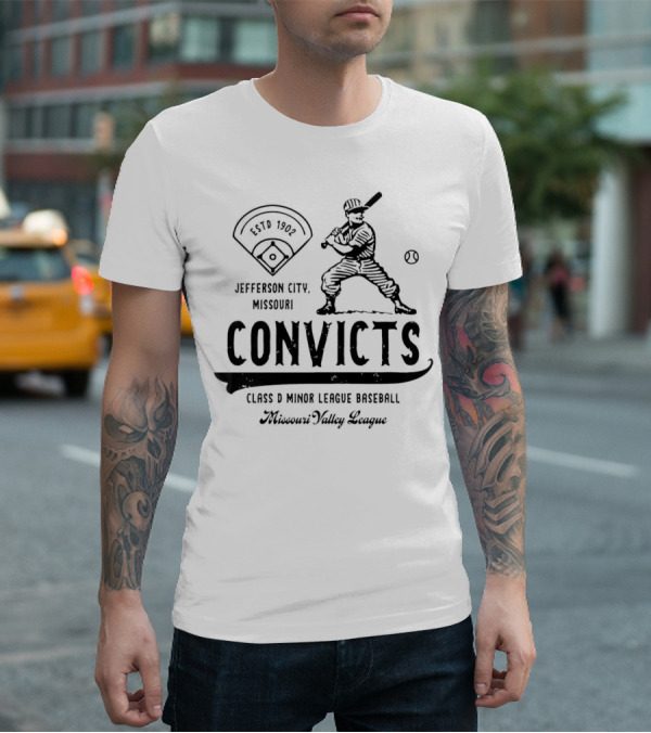 Jefferson City Convicts Missouri Valley League Baseball Estd 1902 T-Shirt