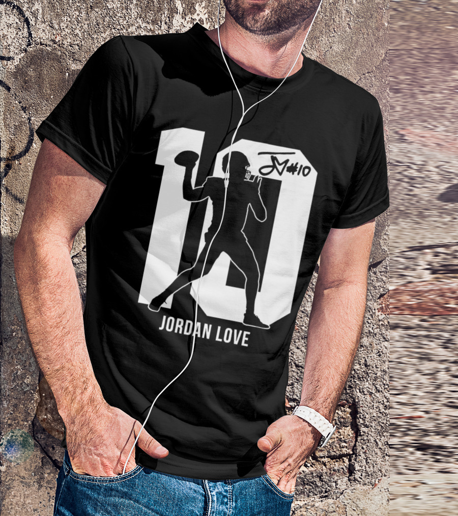 Jordan Love Green Bay Packers Number 10 Silhouette Signature T-Shirt