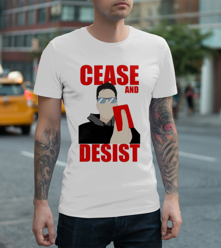 CEASE AND DESIST Red Card Warning T-Shirt
