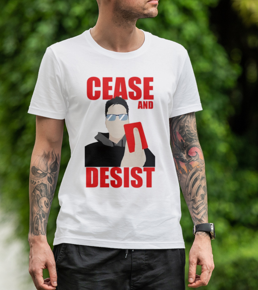 CEASE AND DESIST Red Card Warning T-Shirt
