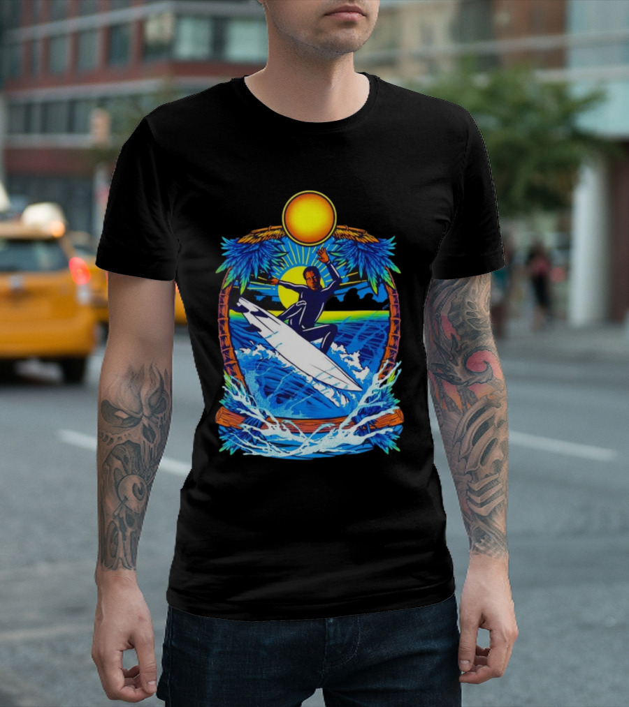 Chill With Water Surfing Under The Sun And Palm Trees T-Shirt