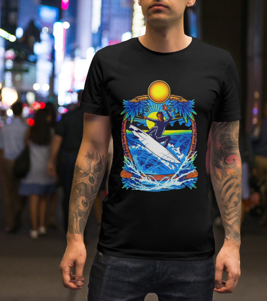 Chill With Water Surfing Under The Sun And Palm Trees T-Shirt