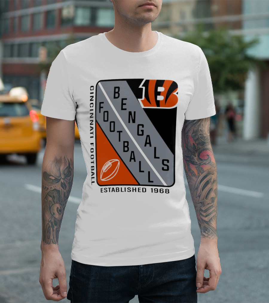 Cincinnati Bengals Football Shield Established 1968 Football Bengals Cincinnati Football T-Shirt