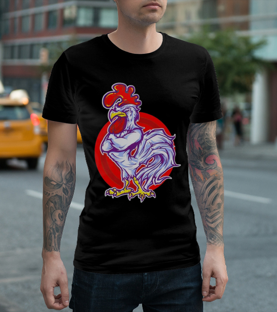 Cookei Chicken Muscle Rooster T-Shirt