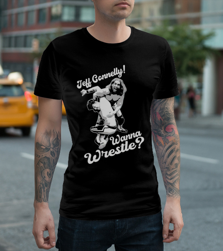 Jeff Connelly Ready To Rumble Wanna Wrestle Bold Wrestling Challenge T-Shirt