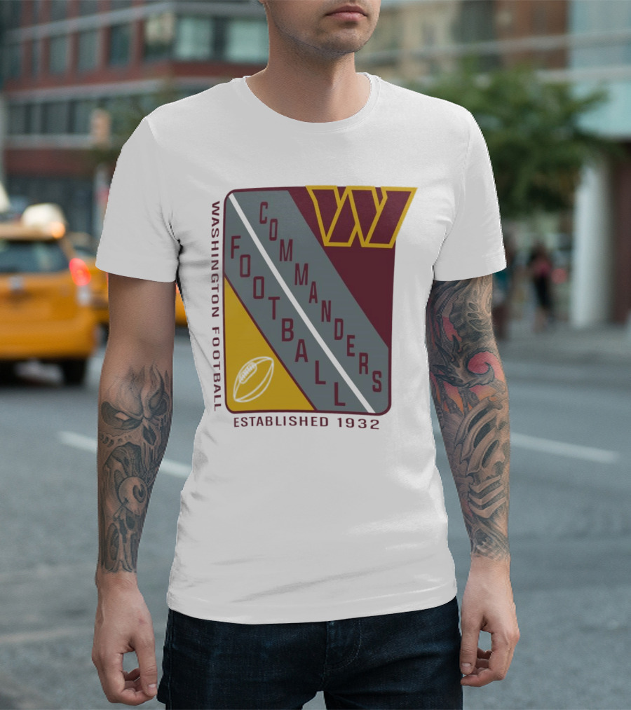Washington Football Commanders Shield Football Established 1932 T-Shirt