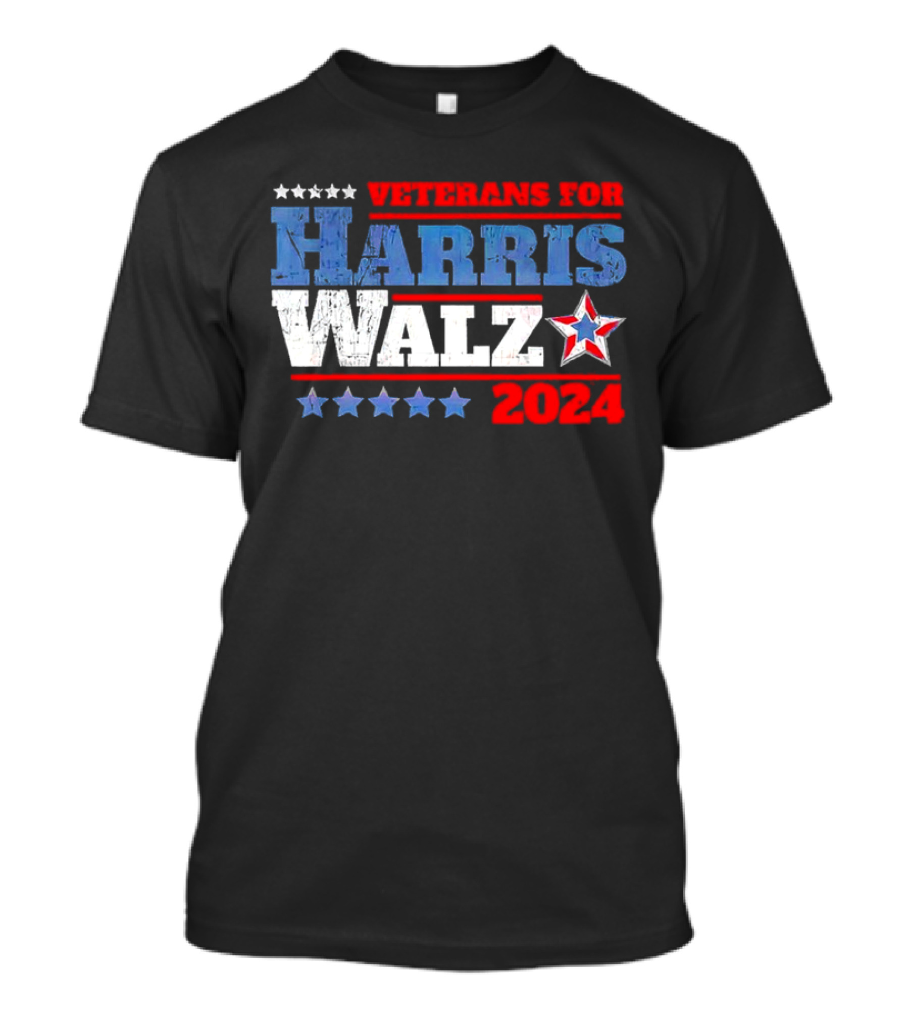 Veterans For Harris Walz 2024 Patriotic Stars T-Shirt