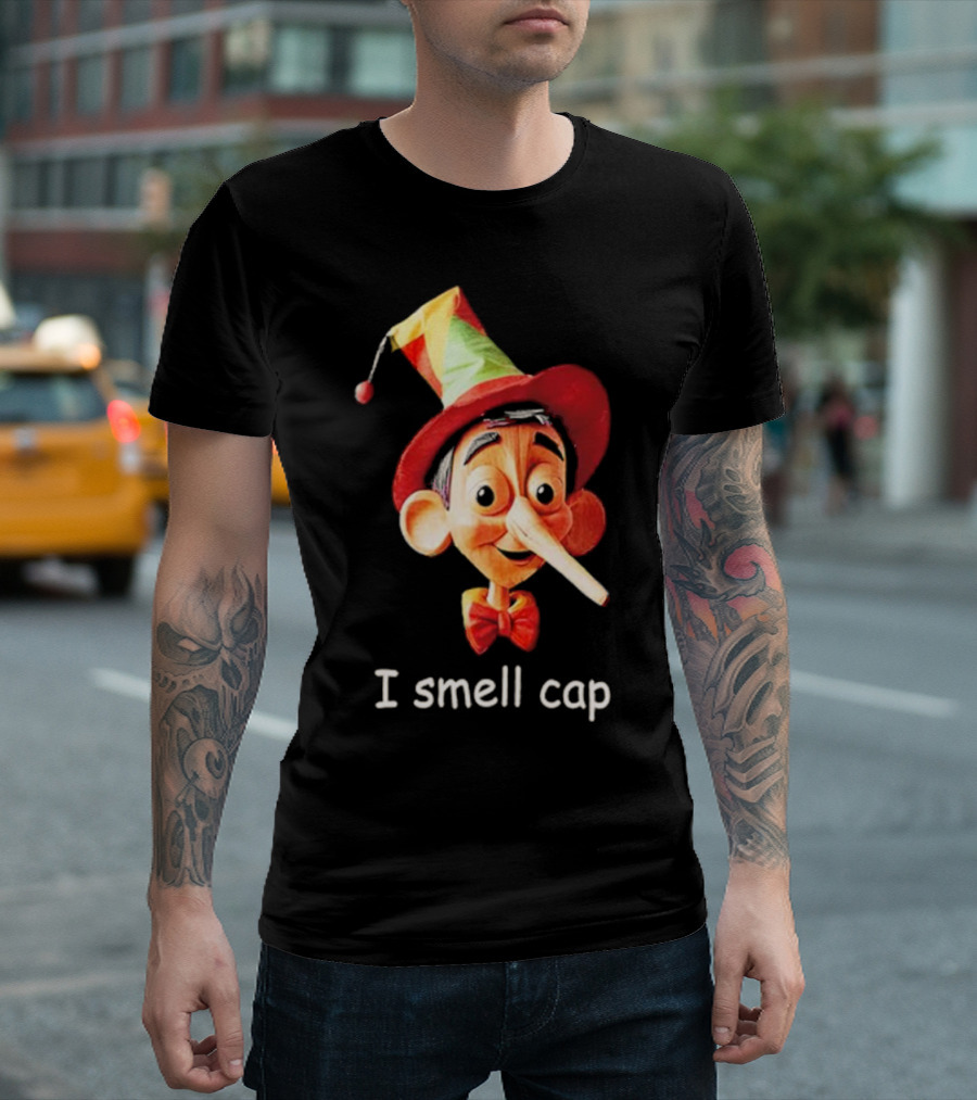 I Smell Cap Puppet Pinocchio with Colorful Hat and Bow Tie T-Shirt