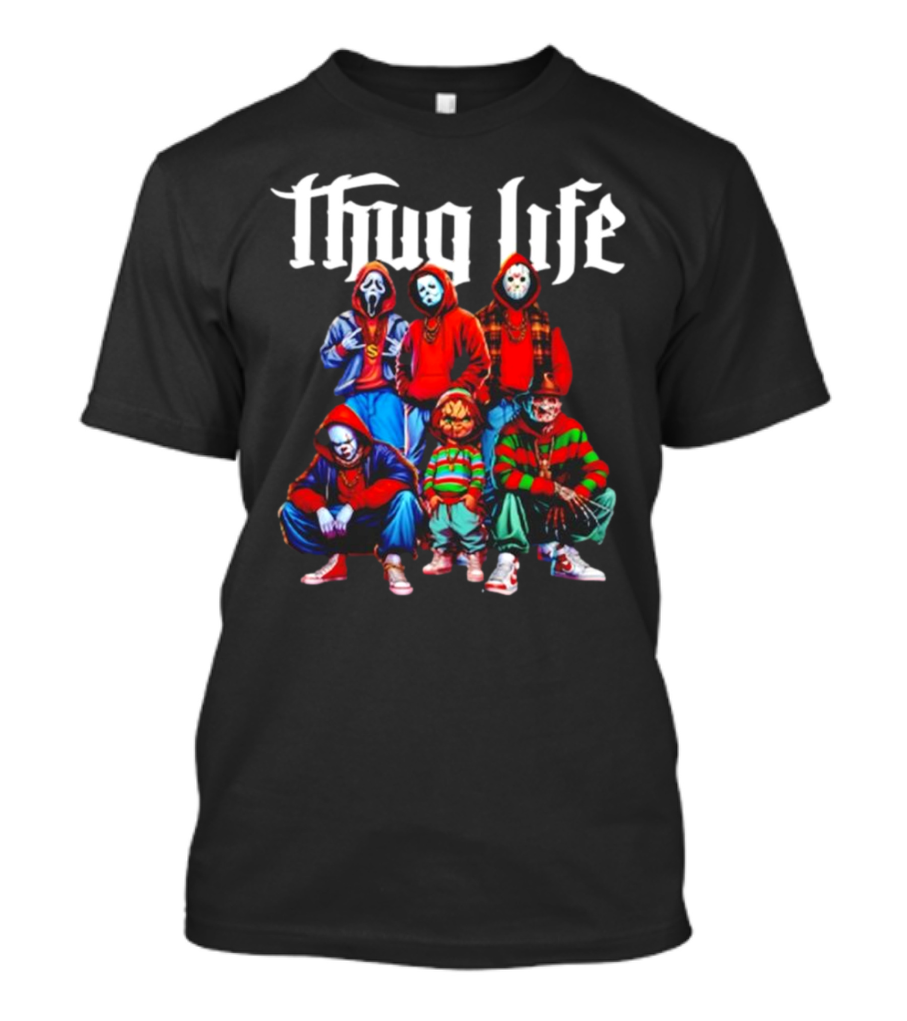 Thug Life Horror Movie Characters Masked Icons Group Hoodies T-Shirt
