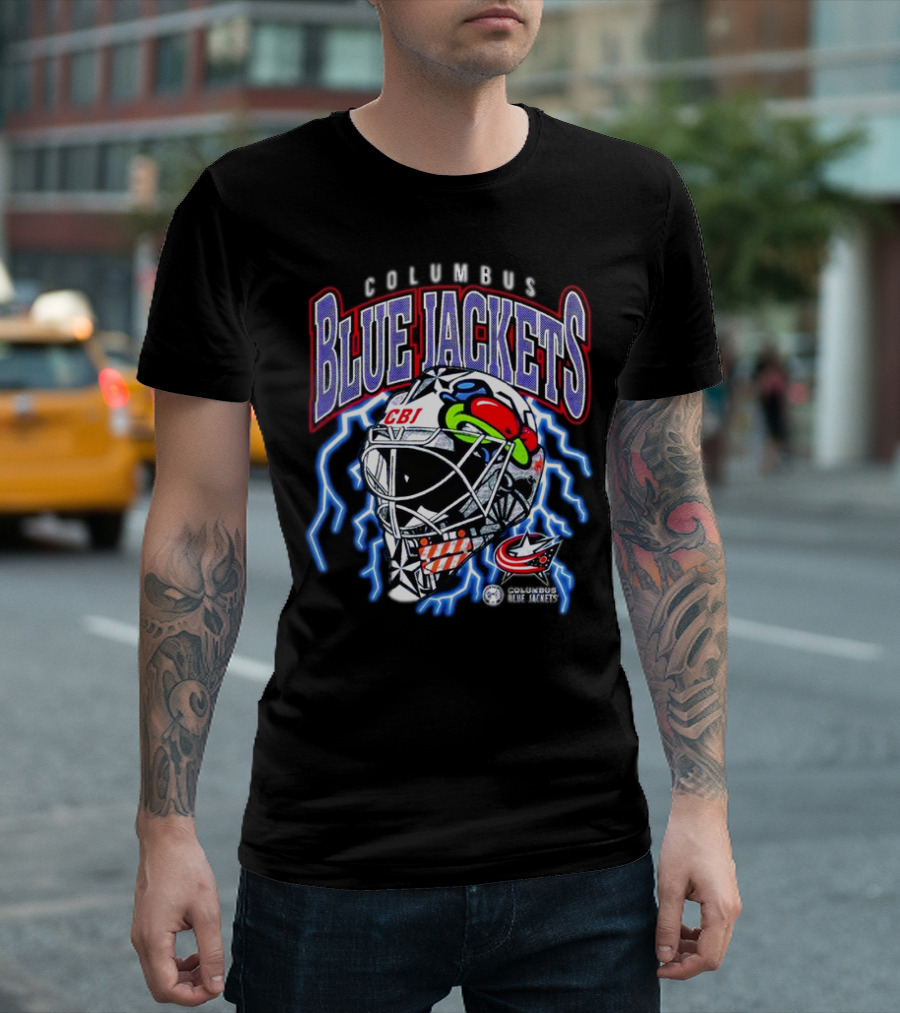 Columbus Blue Jackets CBJ Lightning Goalie Mask T-Shirt