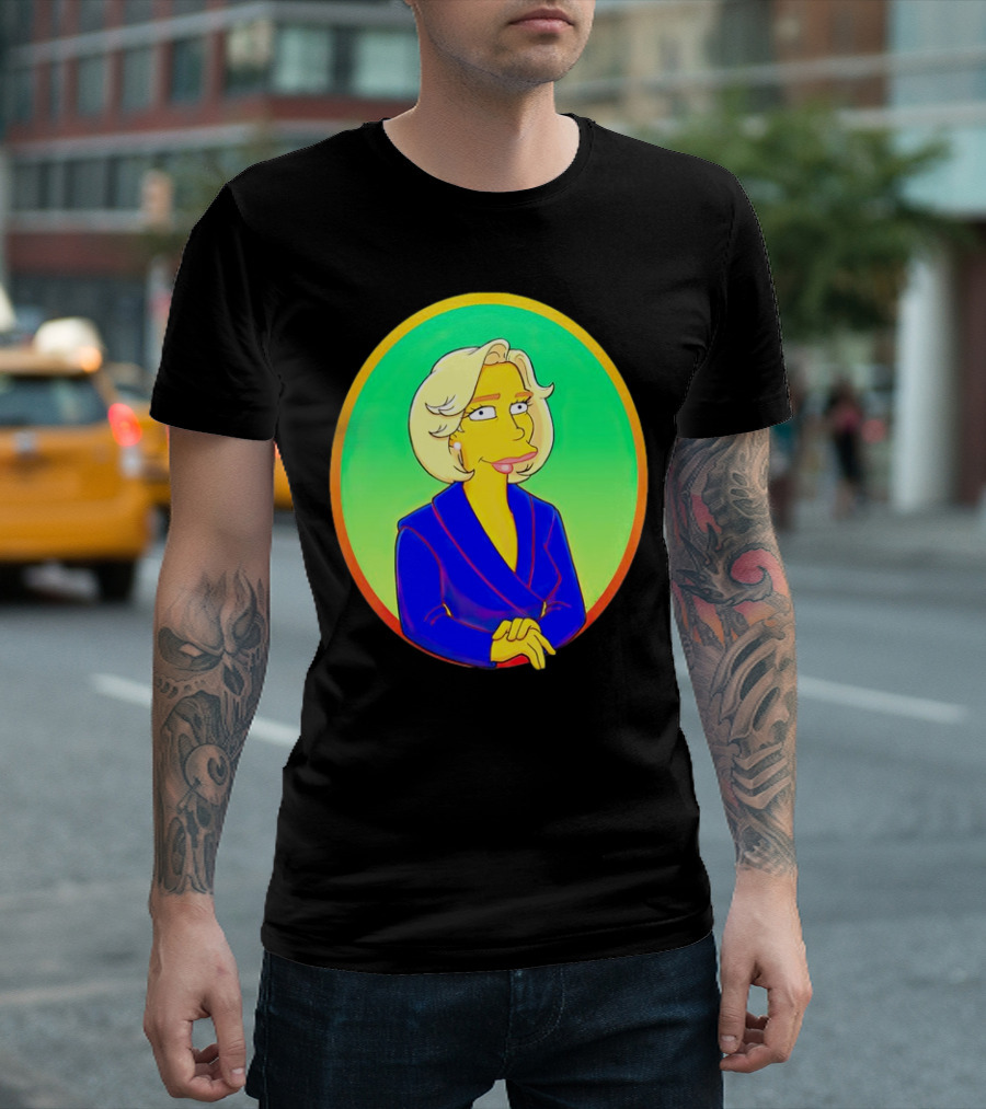 Gwen Walz Simpson Cartoon Style Portrait Oval Frame T-Shirt