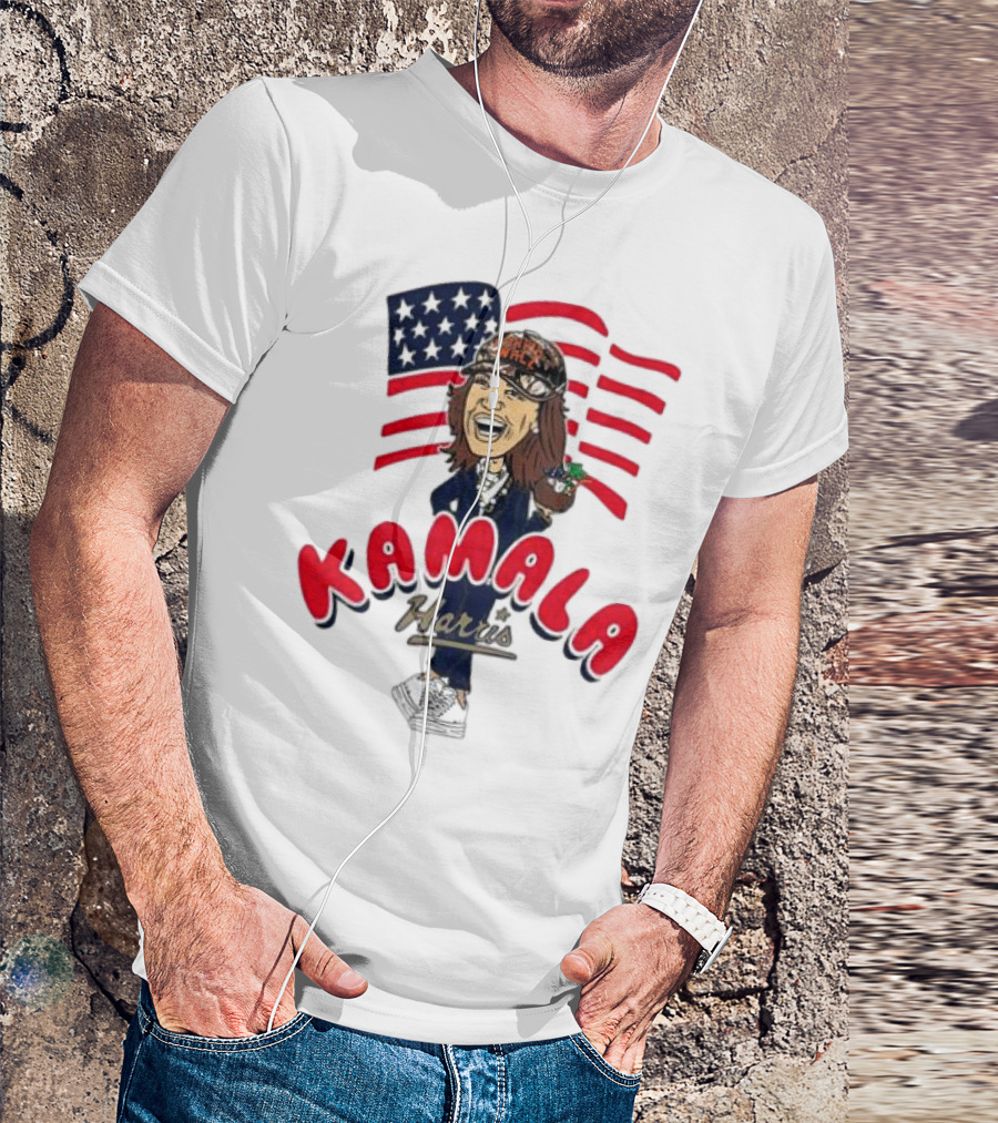 Kamala Harris Caricature With Coconut And USA Flag T-Shirt