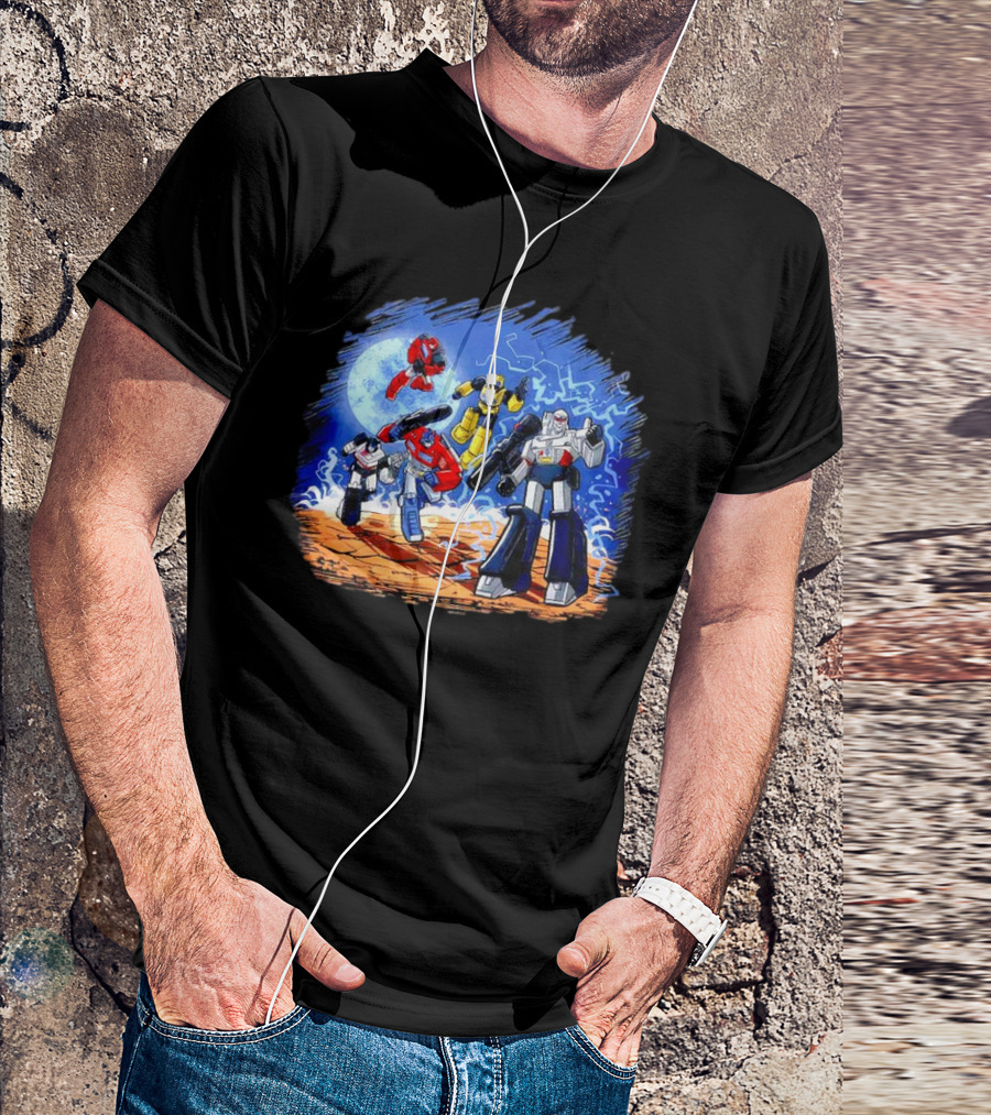 Transformers Bots Cartoon Battle Scene T-Shirt