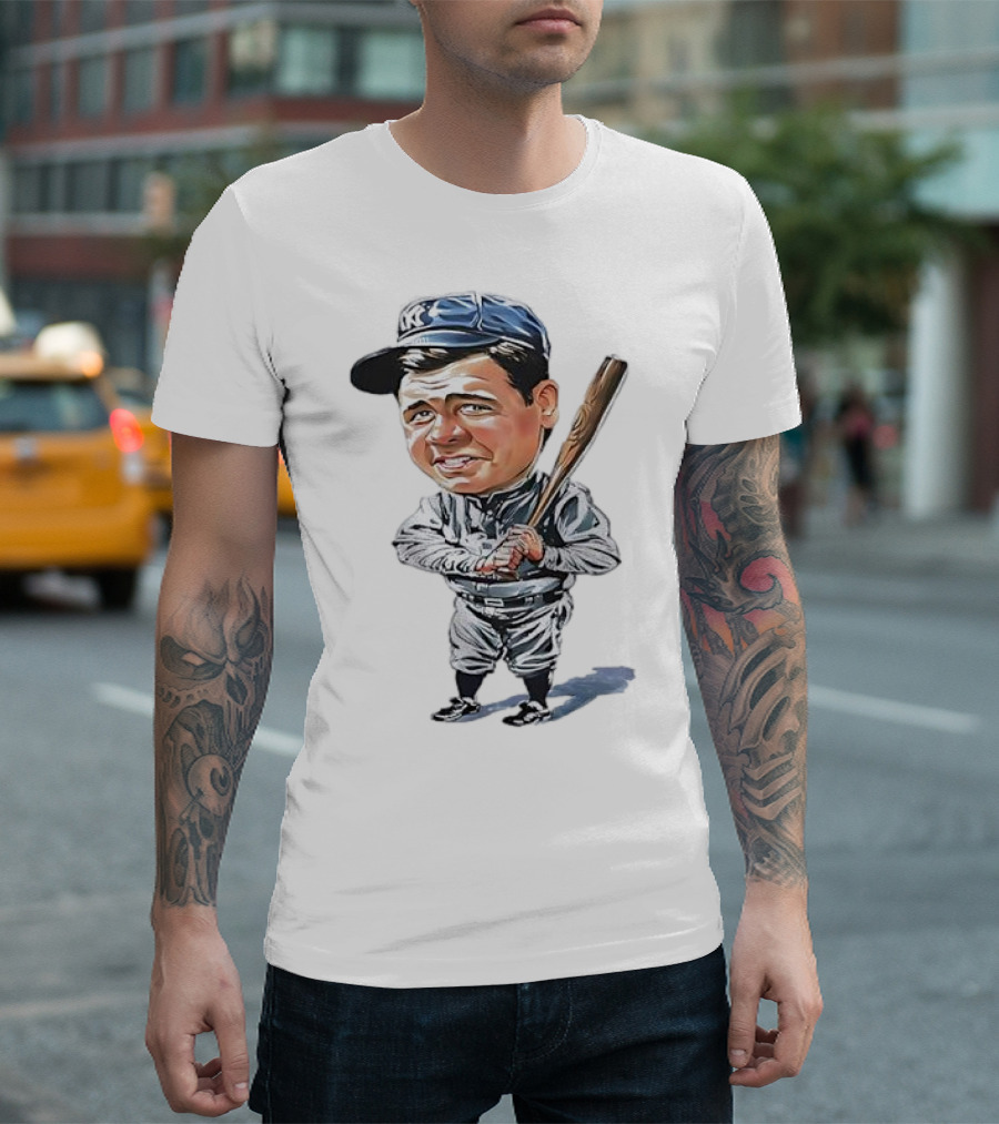 Babe Ruth NY Baseball Retro Caricature T-Shirt