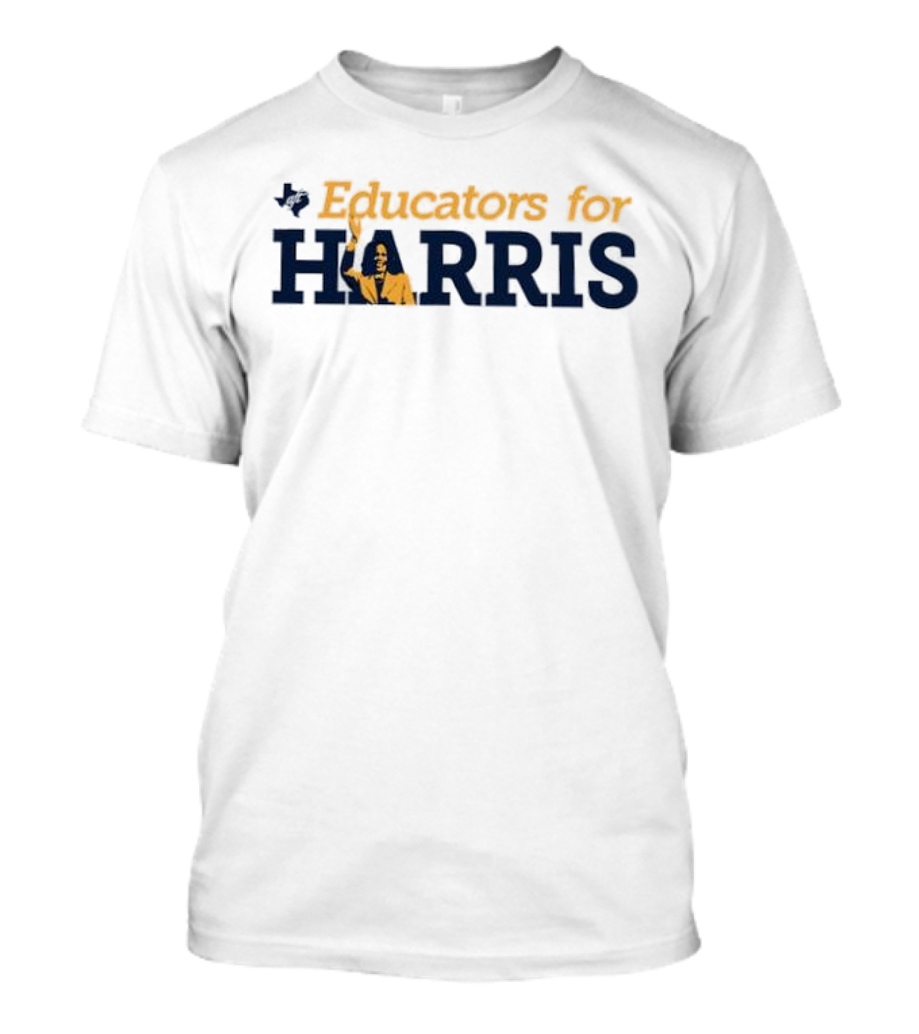 Educators For Kamala Harris With Texas State Outline And Raised Fist T-Shirt