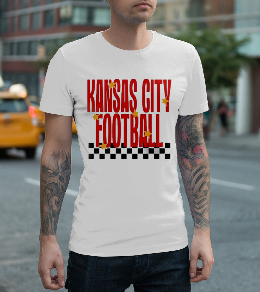 KANSAS CITY FOOTBALL Red Stars Checkerboard Deep Heather T-Shirt