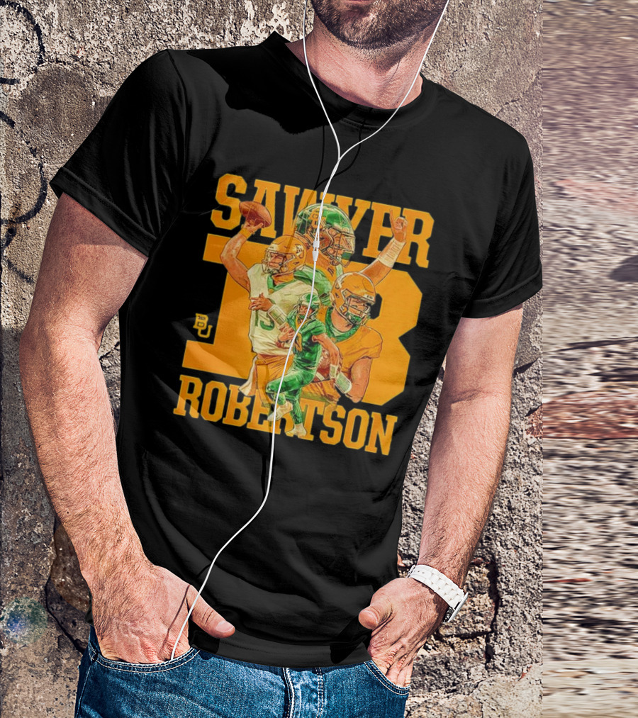 Baylor Bears Sawyer Robertson 13 Football Quarterback BU T-Shirt