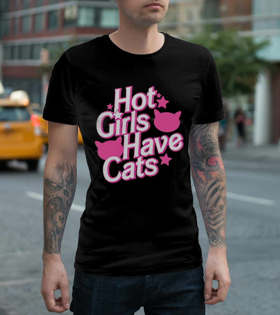 Hot Girls Have Cats Barbie Cats And Stars T-Shirt
