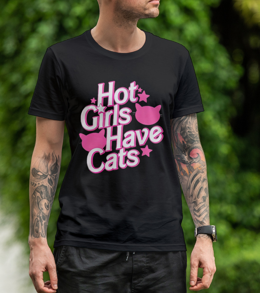 Hot Girls Have Cats Barbie Cats And Stars T-Shirt